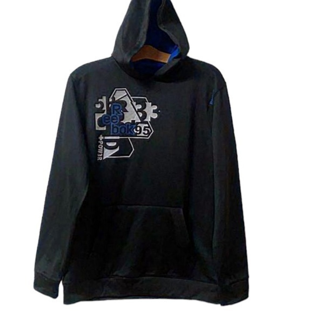 Reebok Hoody Youth Boys size. Black. 100% polyester. Active wear. Black (M-2)